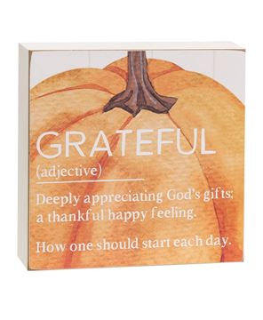 Picture of Grateful Definition Pumpkin Box Sign