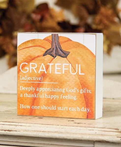 Picture of Grateful Definition Pumpkin Box Sign