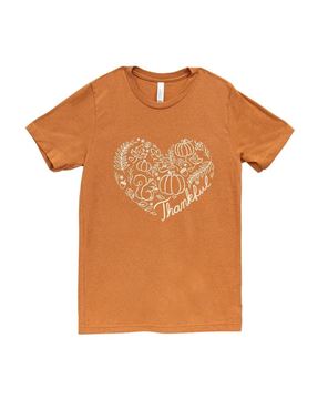 Picture of Thankful Pumpkin Heart T-Shirt - Heather Autumn