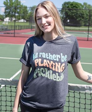 Picture of I'd Rather Be Playing Pickleball T-Shirt - Heather Dark Gray