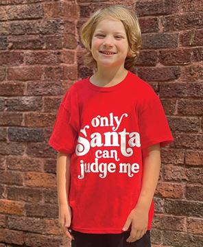 Picture of Only Santa Can Judge Me Youth T-Shirt - Red