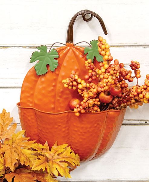 Picture of Painted Metal Pumpkin Wall Pocket