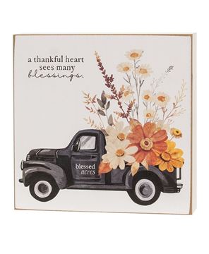 Picture of Thankful Heart Truck Floral Box Sign