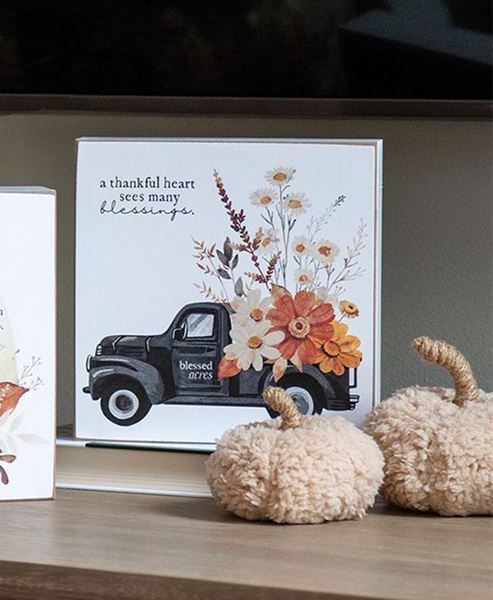 Picture of Thankful Heart Truck Floral Box Sign