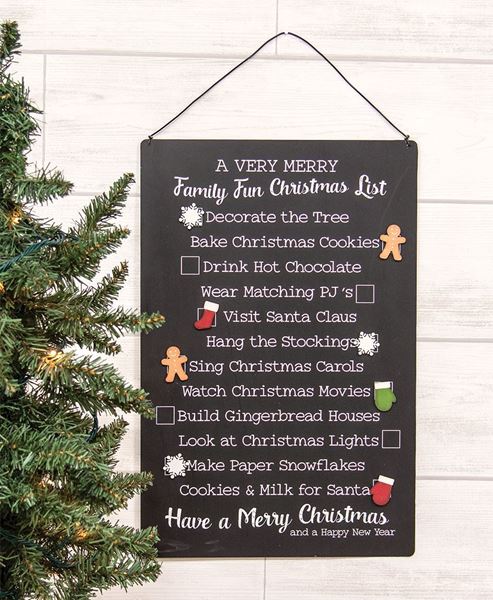 Picture of Family Fun Christmas Metal Sign w/13 Magnets