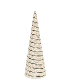 Picture of Diamond Wrapped Ivory Jute Cone Tree, 14"