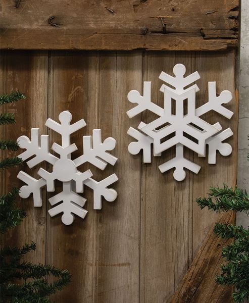 Picture of Glittered Layered Wooden Snowflake Hanger, 2/Set