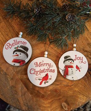 Picture of Winter Word Snowman Round Beaded Ornament, 3/Set