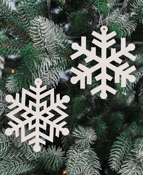 Picture of Wooden Glitter Snowflake Ornament, 6.5", 2/Set