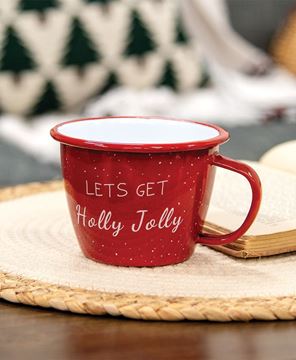 Picture of Let's Get Holly Jolly Red Enamel Mug