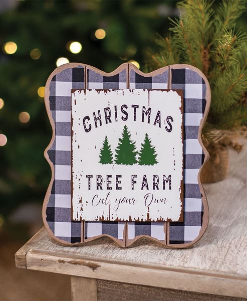 Picture of Christmas Tree Farm Buffalo Check Easel