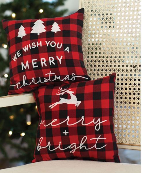 Picture of Merry & Bright Buffalo Check Pillow