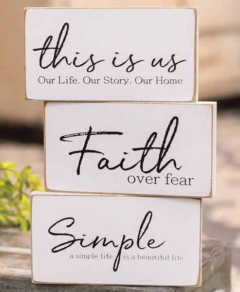 Picture of Faith Over Fear Rectangular Block, 3/Set