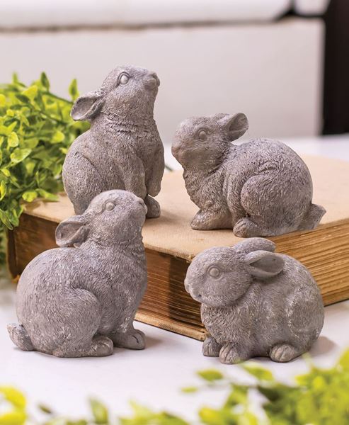 Picture of Gray Resin Bunnies, 4/Set