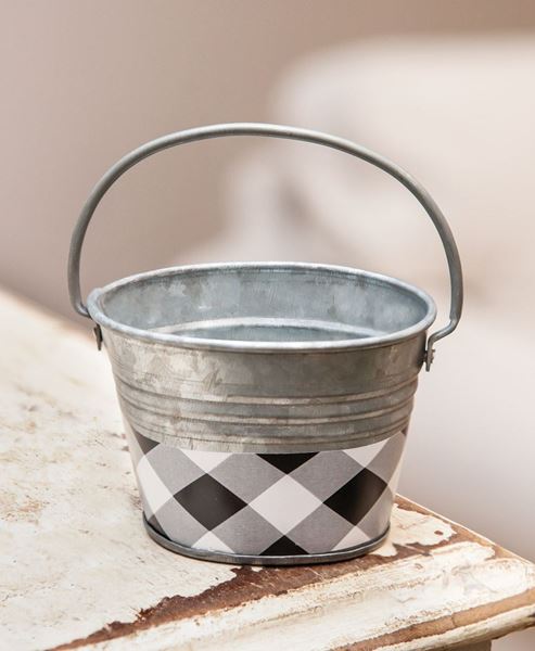 Picture of Black & White Buffalo Check Mini Oval Pail