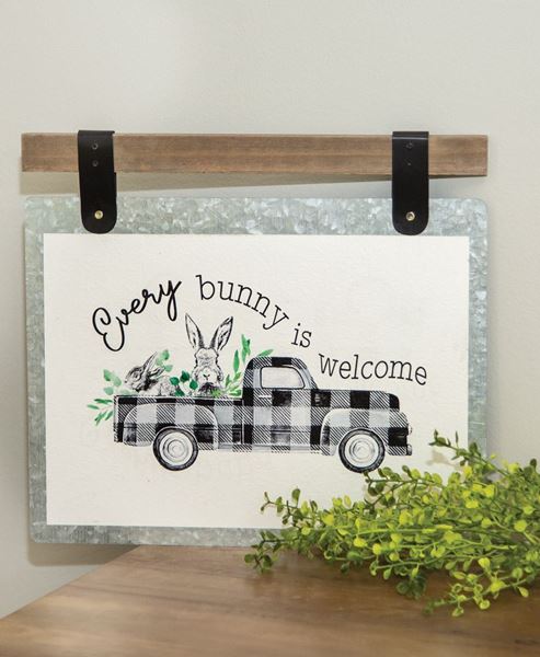 Picture of Every Bunny Is Welcome Bunny & Truck Plaque