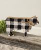 Picture of Black & White Gingham Check Chunky Wooden Cow