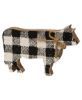 Picture of Black & White Gingham Check Chunky Wooden Cow