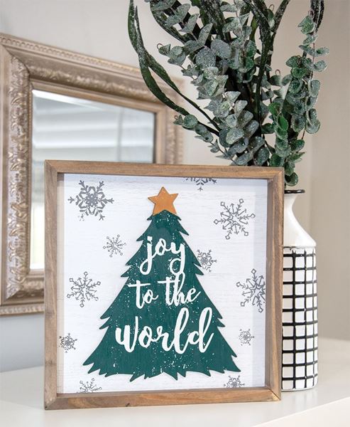 Picture of Joy to the World Christmas Tree Framed Sign