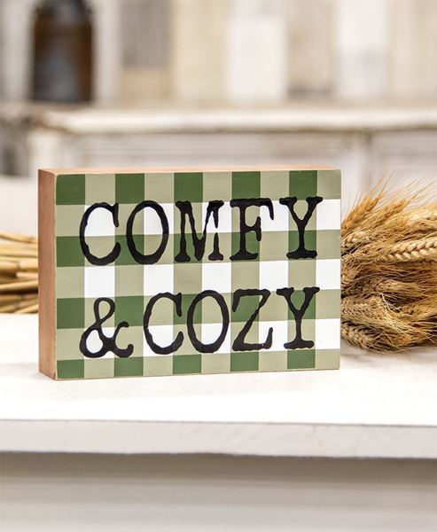 Picture of Comfy & Cozy Green Buffalo Check Box Sign