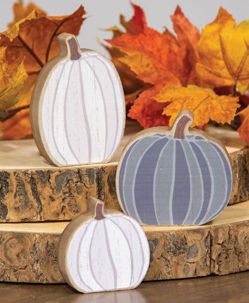 Picture of White & Gray Chunky Pumpkin Sitters, 3/Set