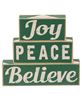 Picture of Plaid Joy Peace Believe Wooden Blocks, 3/Set