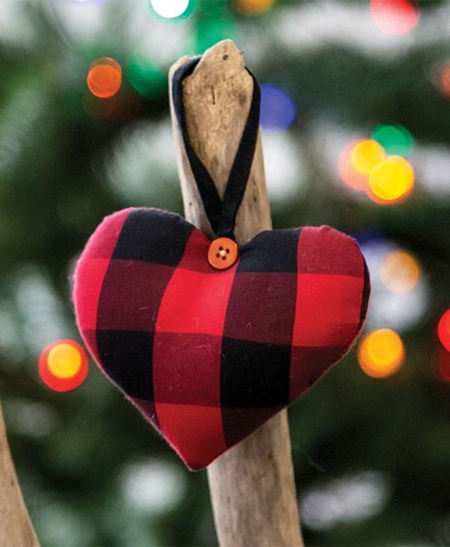 Picture of Red & Black Buffalo Check Heart Ornament