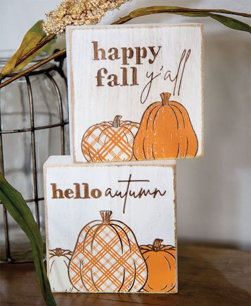 Picture of Hello Autumn Plaid Pumpkin Block, 2/Set