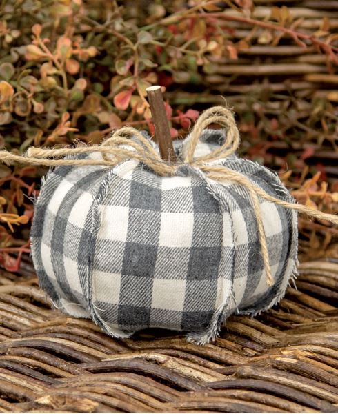 Picture of Gray Check Stuffed Pumpkin 4.75"