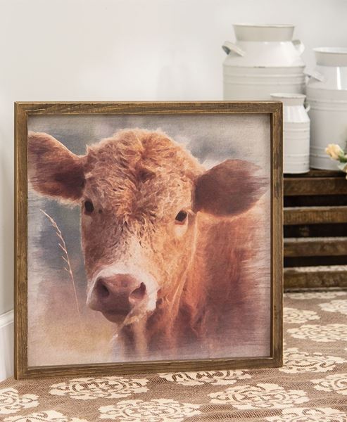 Picture of Cow Portrait Framed Print, Wood Frame