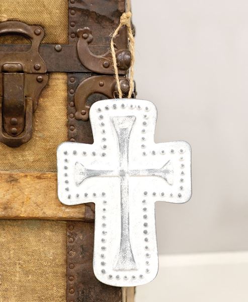 Picture of Distressed Metal Cross Dotted Ornament