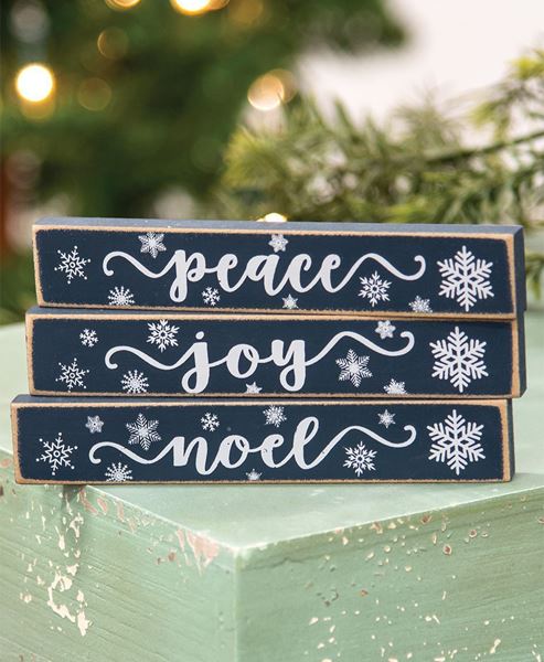 Picture of Joy, Peace, Noel Snowflake Mini Stick, 3/Set