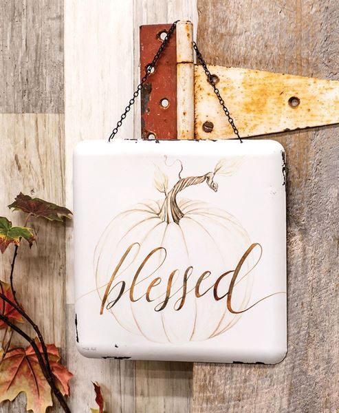 Picture of Blessed Pumpkin Enamel Hanging Sign