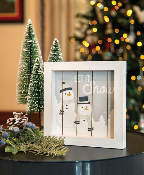 Picture of Let It Snow Framed Shiplap Snowman Sign