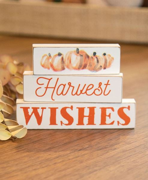 Picture of Harvest Wishes Blocks, 3/Set