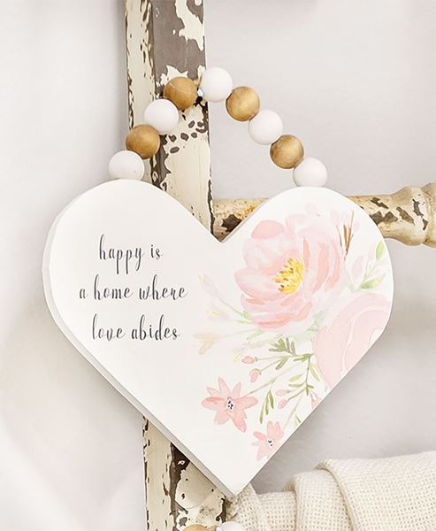 Picture of Happy is a Home Where Love Abides Heart Ornament