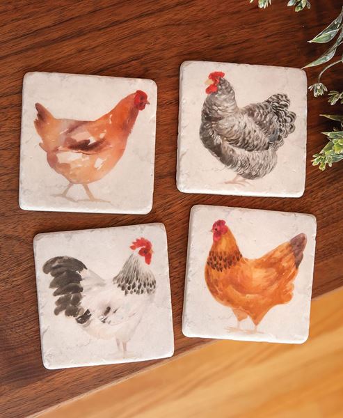 Picture of Chicken Resin Coasters, 4/Set