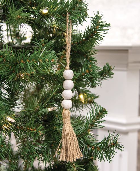 Picture of White Wooden Bead Ornament, 10.75"