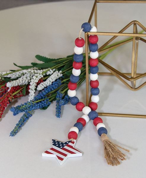 Picture of Red, White & Blue Flag Star Beaded Garland