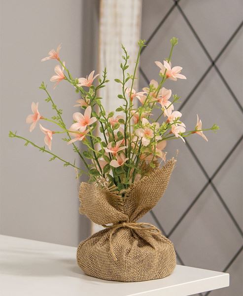 Picture of Pink Tabletop Wildflowers w/Burlap Base