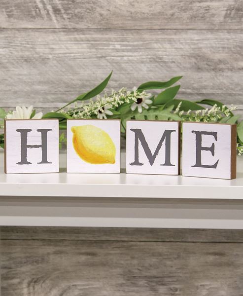 Picture of Lemon "Home" Blocks, 4/Set