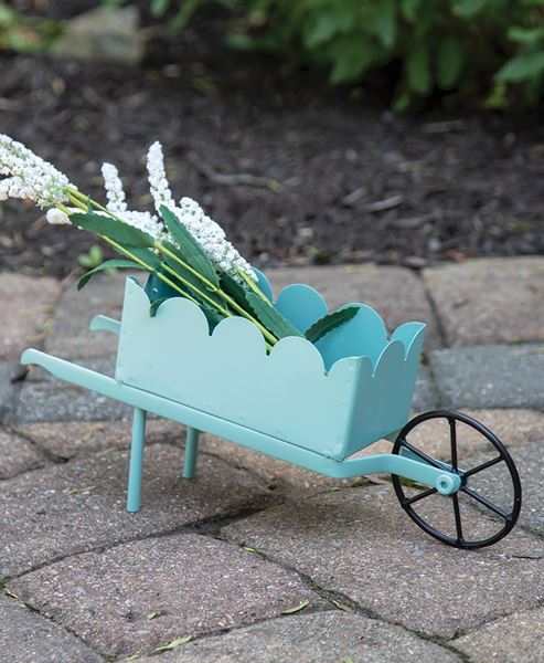 Picture of Blue Scalloped Metal Wheelbarrow