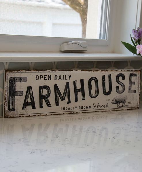 Picture of Open Daily Farmhouse Distressed Metal Sign