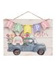 Picture of Happy Easter Banner Bunny Truck Hanging Wood Sign