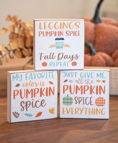 Picture of Pumpkin Spice Everything Square Block, 3/Set