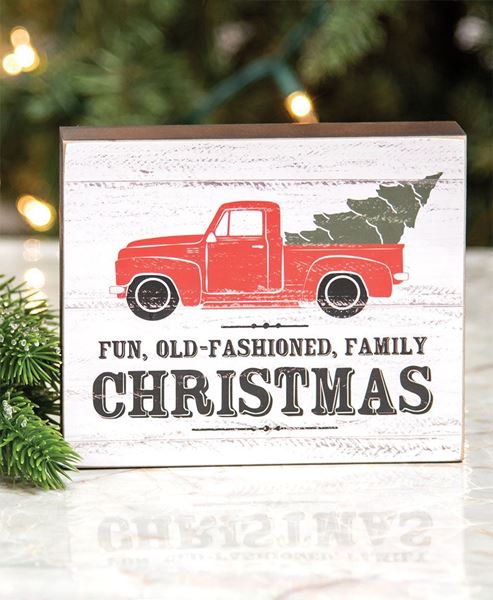 Picture of Old Fashioned Family Christmas Truck w/Tree Box Sign