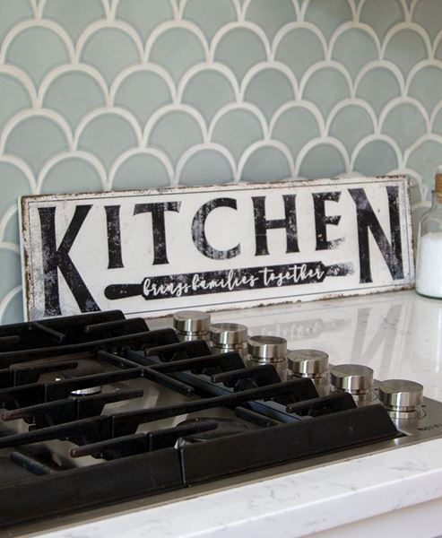 Picture of Kitchen Brings Family Together Distressed Metal Sign