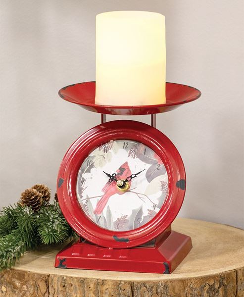 Picture of Vintage Christmas Cardinal Old Town Scale Clock