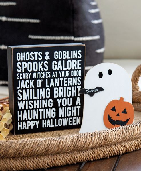 Picture of Ghosts & Goblins Box Sign With Ghost & Jack Easel, 2/Set