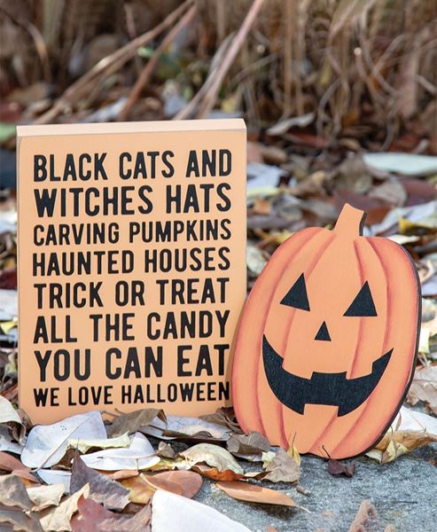 Picture of Black Cats & Witches Hats Box Sign with Jack Easel, 2/Set